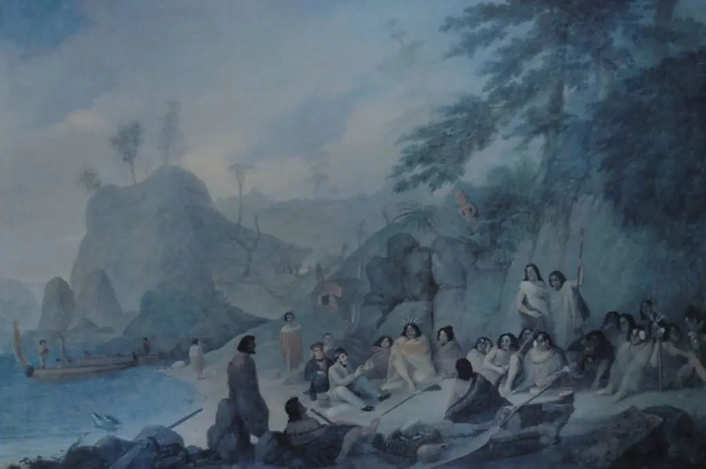 EARLE, Augustus (1793-1838) - The Meeting of the Artist with the Wounded Chief Hongi, November 1827 Image 1++