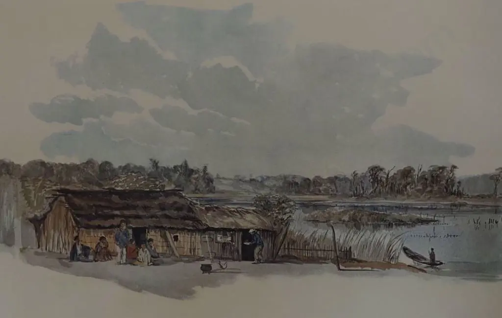 BARRAUD, Charles Decimus (1822-1897) - On Lake Papaitonga, Horowhenua 1863 Image 1++