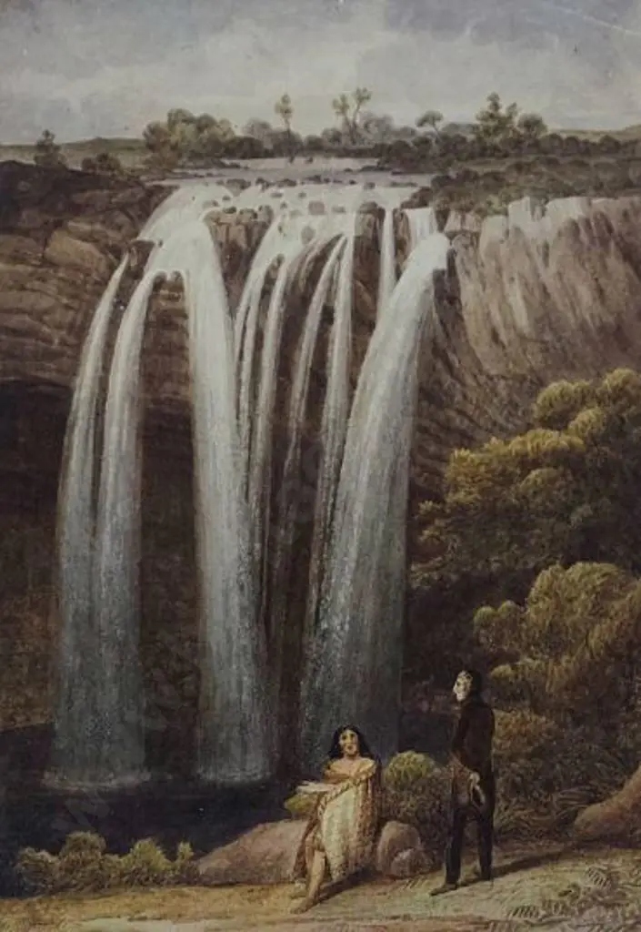 EARLE, Augustus (1793-1838) - A Waterfall near Kiddy Kaddy, 1827 Image 1++