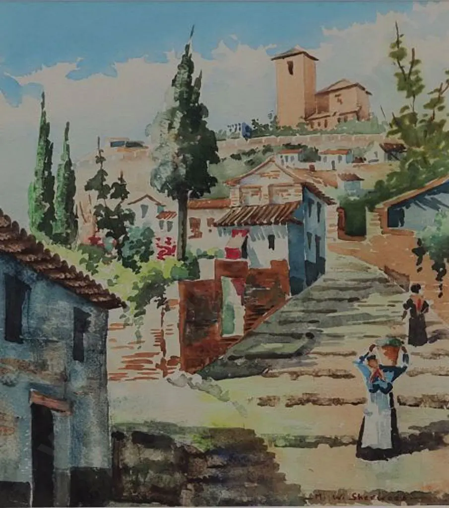 SHERWOOD, Maud (1880-1956) - French Village Scene Image 1++