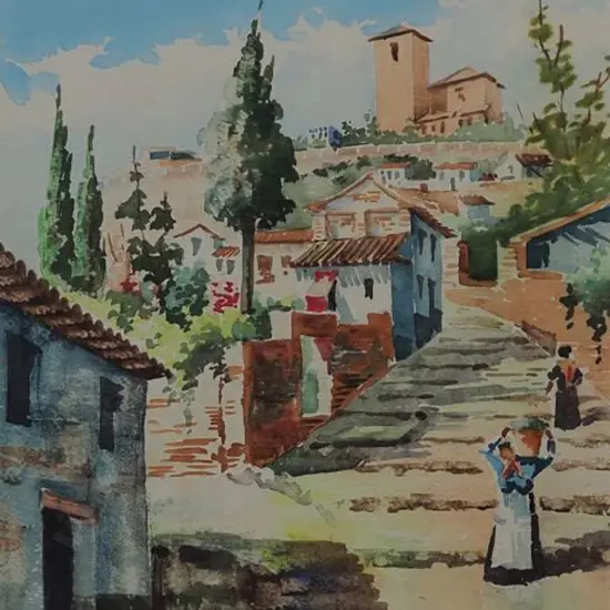 SHERWOOD, Maud (1880-1956) - French Village Scene