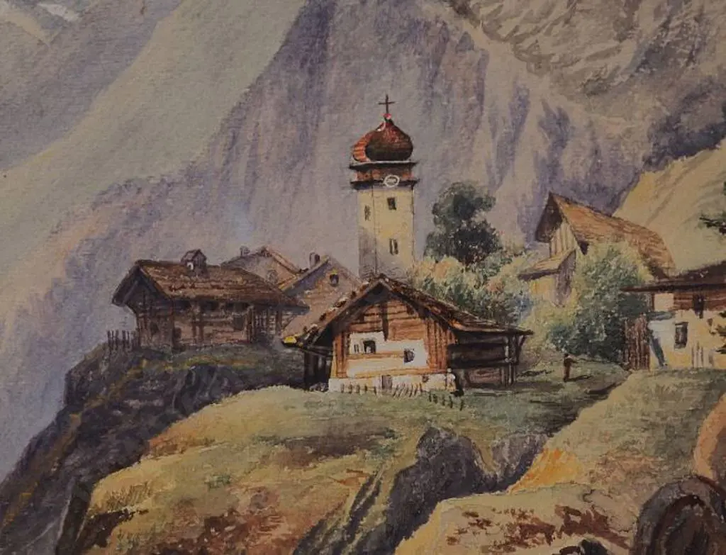 UNKNOWN artist - Alpine Village (Bavaria?) Image 1++