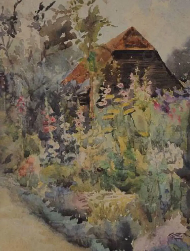UNKNOWN artist - Cottage with Flowers Image 1++