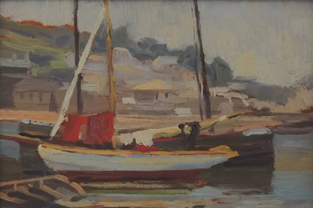 HANDYSIDE, K. M. (Active c.1900-1910) - Dockside Scene with Yacht Image 1++