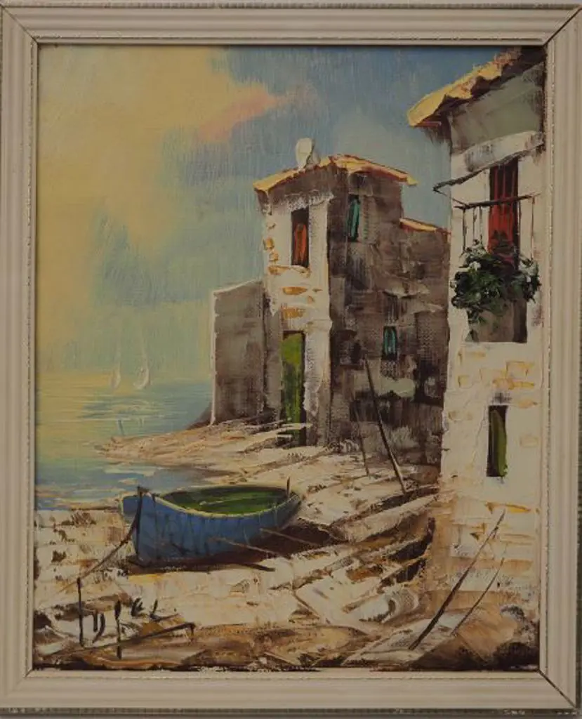 UNKNOWN artist - Mediterranean Shore with Dinghy Image 1++