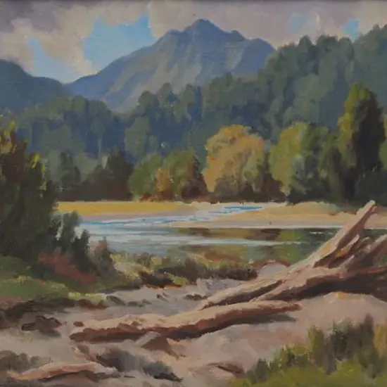 LATTEY, Edward B. (1899-1986) - Southern Stream with Trees & Mountain
