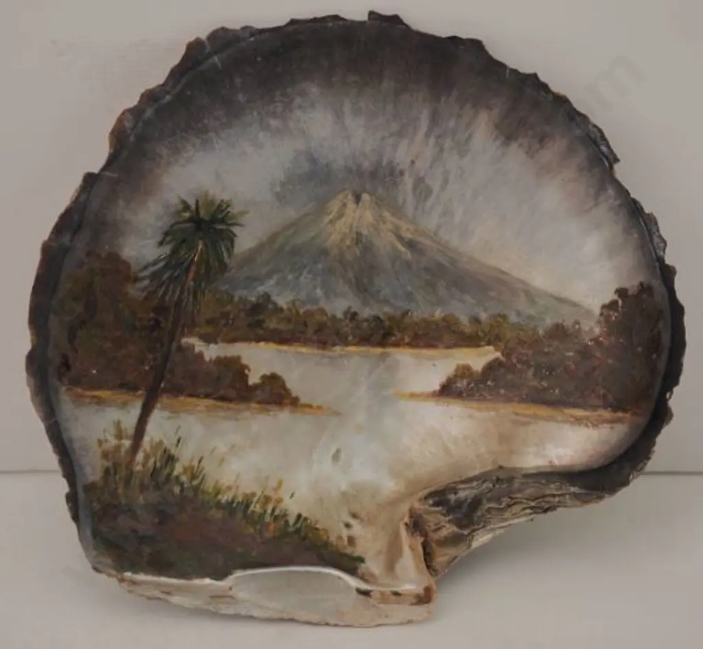 BACKHOUSE, John Philemon (1845-1908) - Mount Egmont with Lake and Cabbage Tree Image 1++
