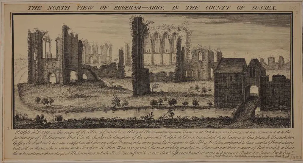 UNKNOWN Engraver (1700s) - The North View of Begeham Abbey, Sussex Image 1++