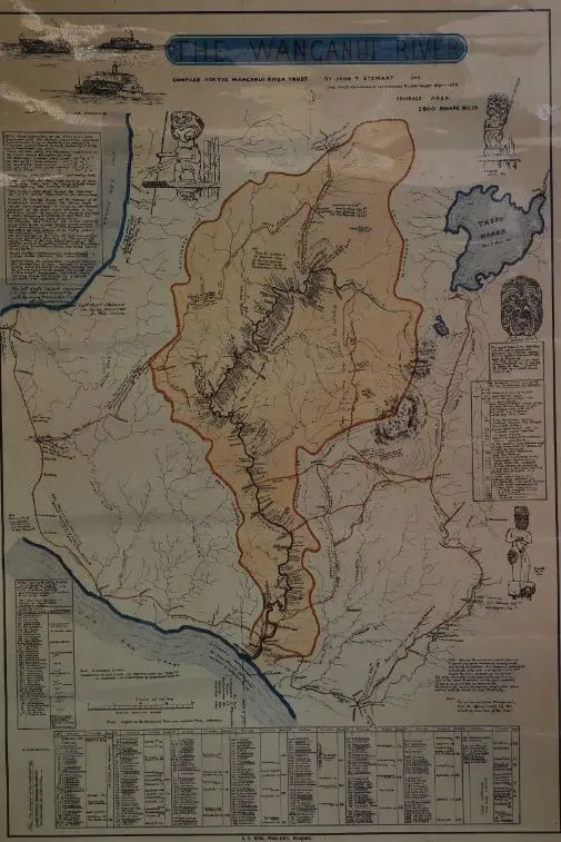 STEWART, John Tiffin (1827-1913) - Map of Wanganui River - Reprint of 1903 Map Image 1++