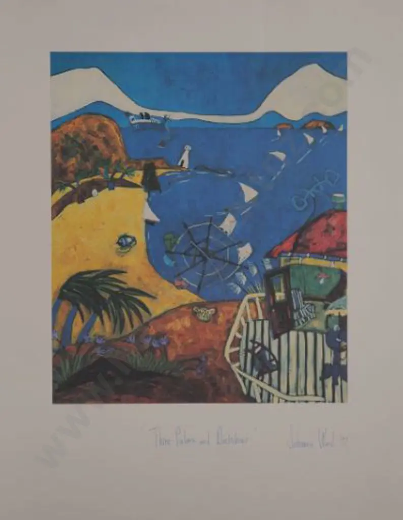 WARD, Joanna (Active 1980s-90s) - Three Palms and a Deckchair Image 1++