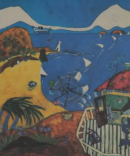 WARD, Joanna (Active 1980s-90s) - Three Palms and a Deckchair Image 1++