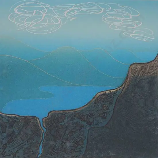NEUTZE, Beverly (1934-2012)  - Stylised Landscape over Mediterranean (?) Bay