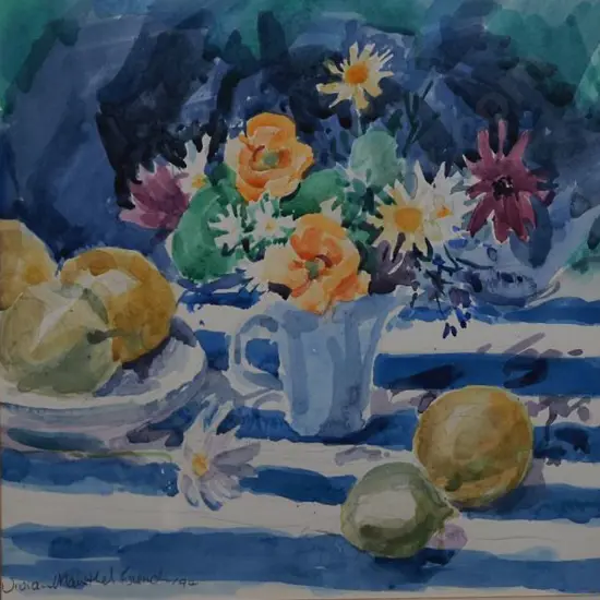 MANTHEL-FRENCH, Vivian (1938-) - Vase of Flowers on Table