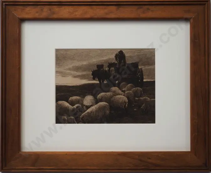 DOUGLAS, Edwin (1848-1914) - Evening on the Southdowns (Farmer & His Flock) Image 1++