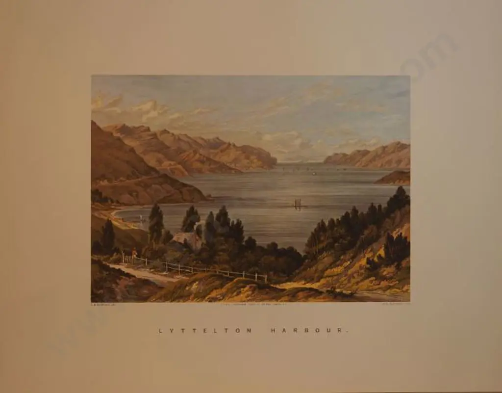 BARRAUD, Charles Decimus (1822-1897) - Lyttleton Harbour - New Zealand Graphic & Descriptive (1877) Image 1++