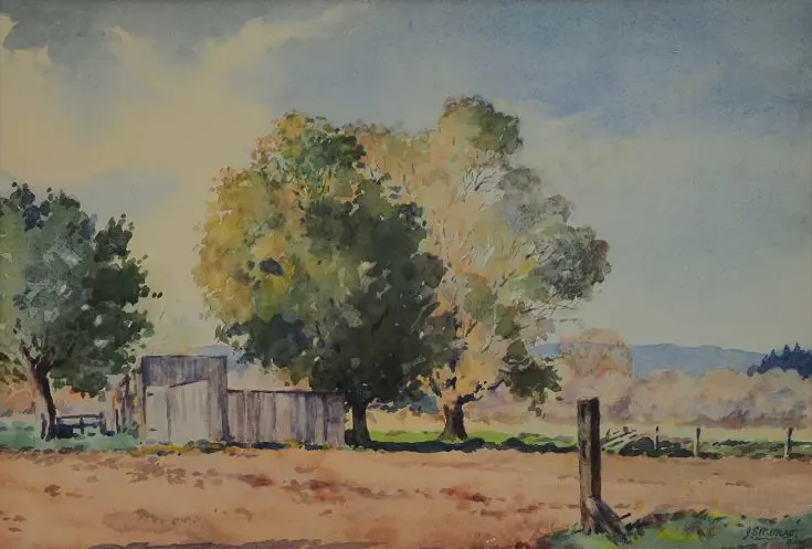 MONRO, J.S. - Farm Building with Trees Image 1++