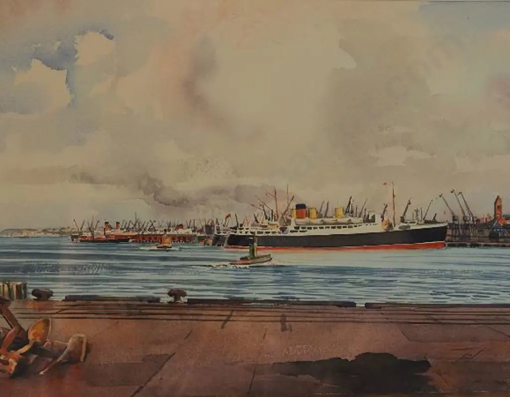 WHITEOAK, Cyril (1920-2009)  - Boats in Harbour Image 1++