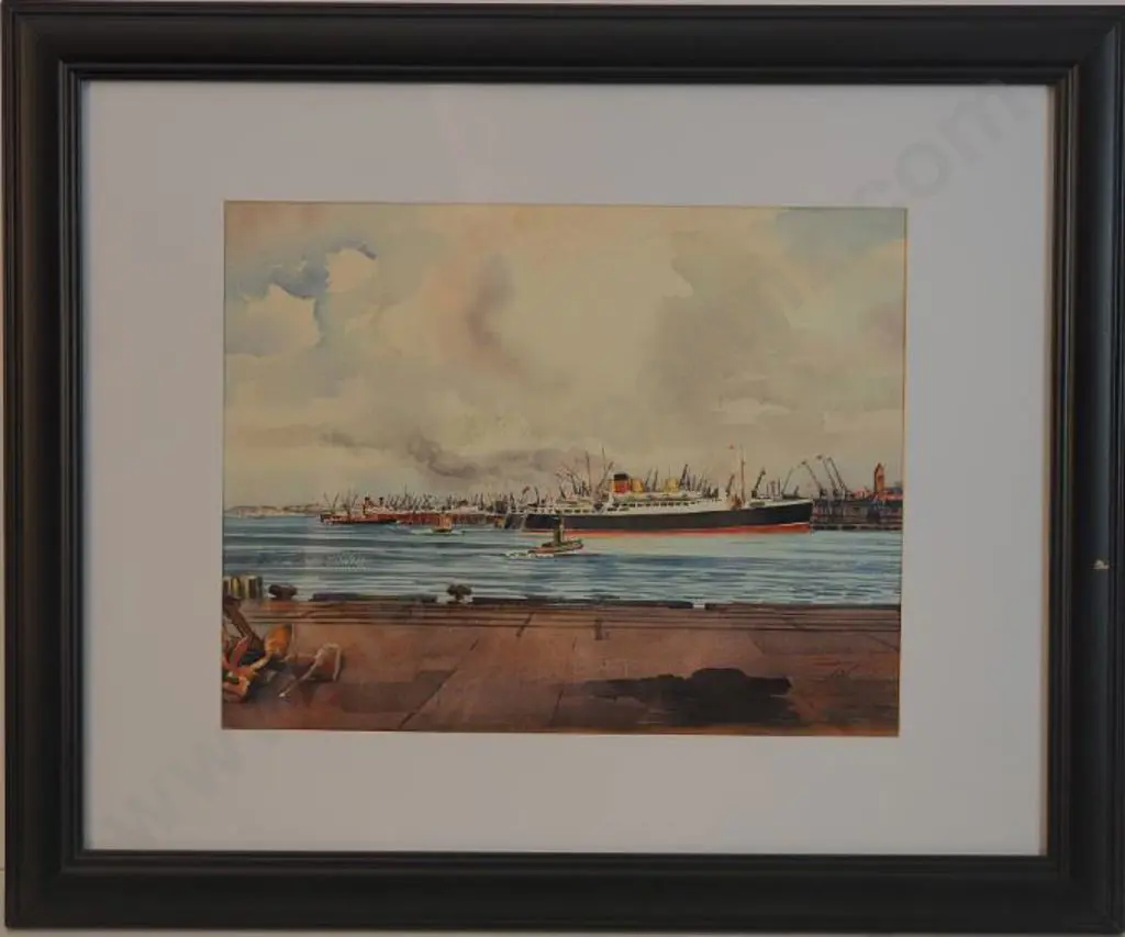 WHITEOAK, Cyril (1920-2009)  - Boats in Harbour Image 1++