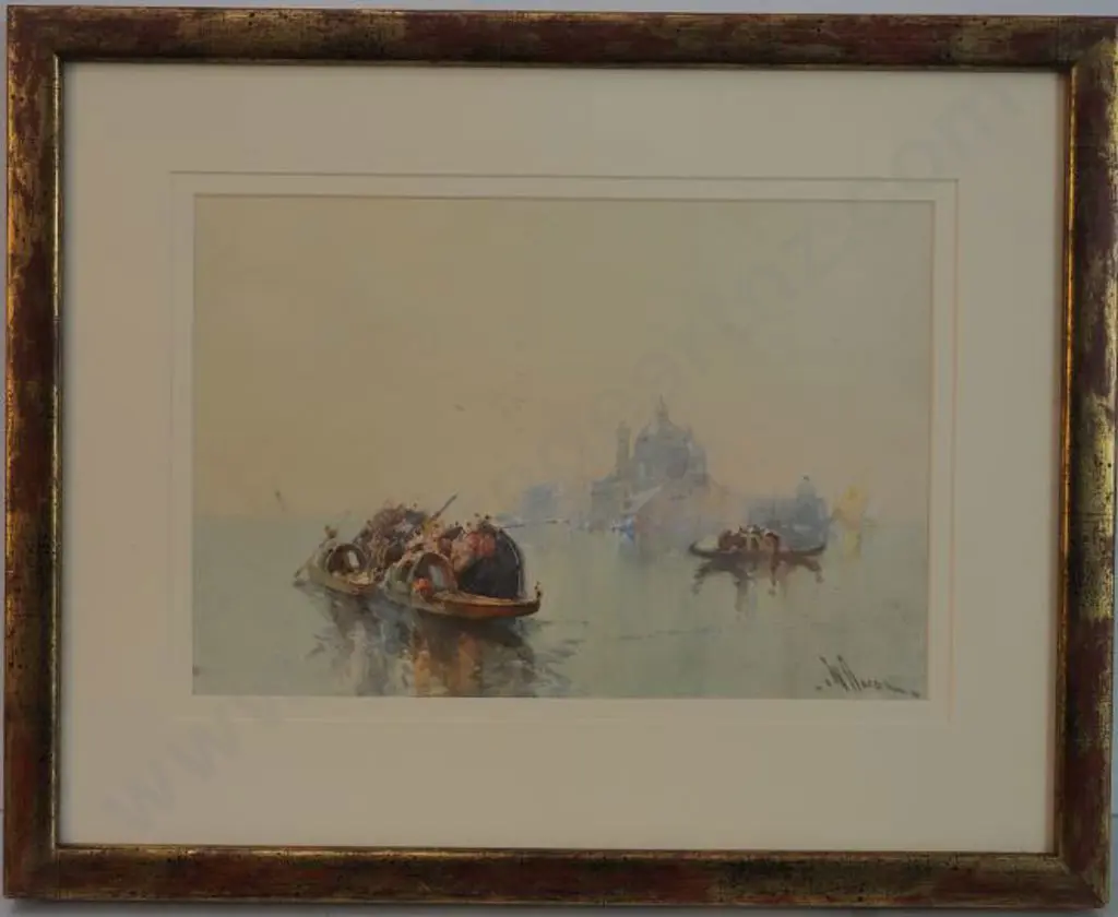 KNOX, William Dunn (1880-1945) - Venetian Scene with Gondolas Image 1++