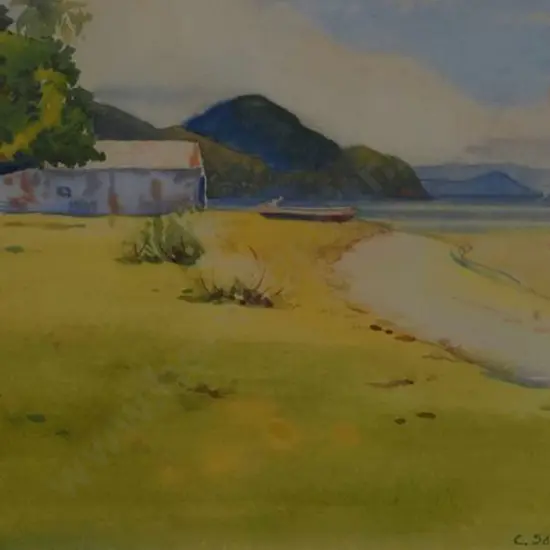 SAVAGE, Cedric D. (1901-1969) - In the Sounds - Boat on Lake's Edge