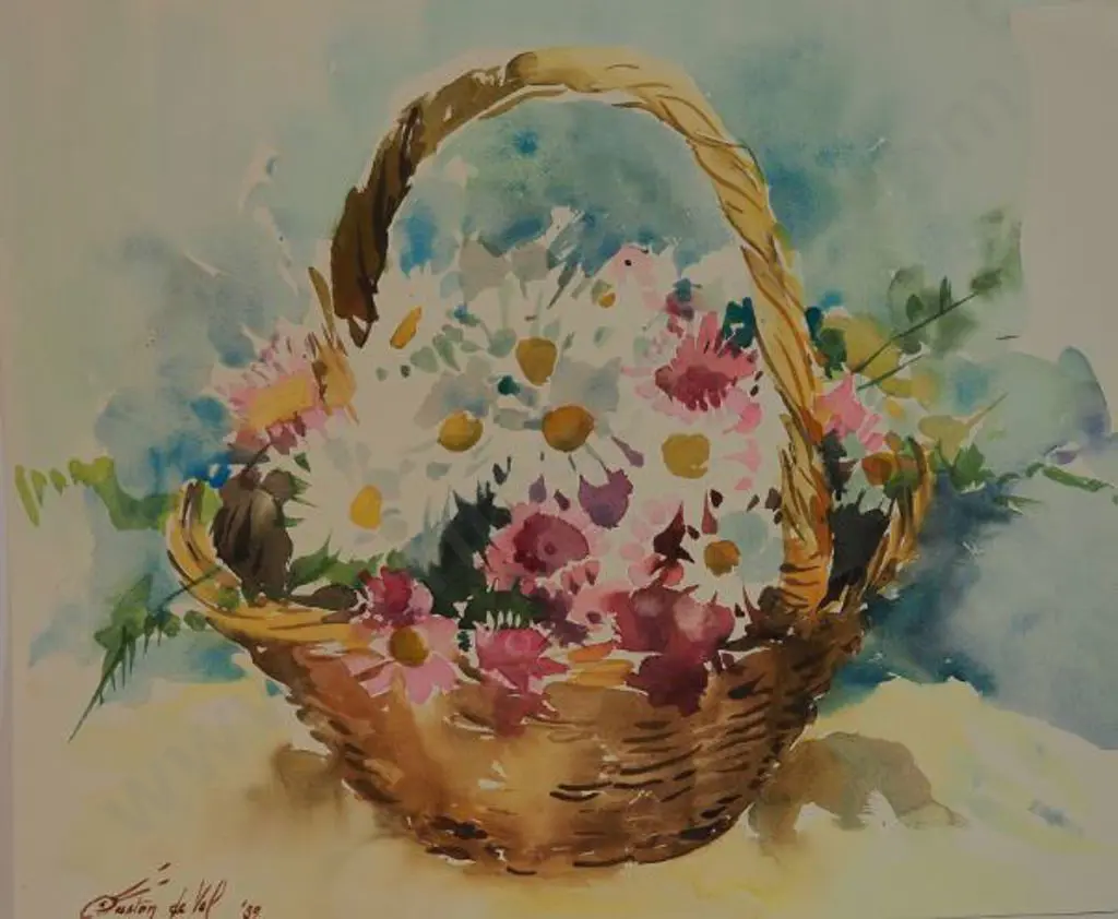 VEL, Gaston de (1924-2010) - Basket of Flowers Image 1++
