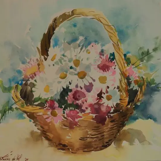 VEL, Gaston de (1924-2010) - Basket of Flowers