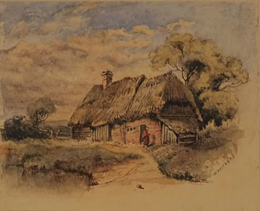 WITHERS, Walter H. (1854-1914) - Thatched Cottage in Country Image 1++