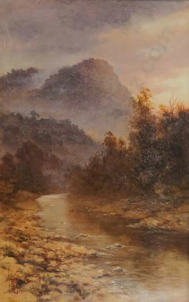 PAYTON, Edward William (1859-1944) - Hills & Stream with Trees, 1897 Image 1++