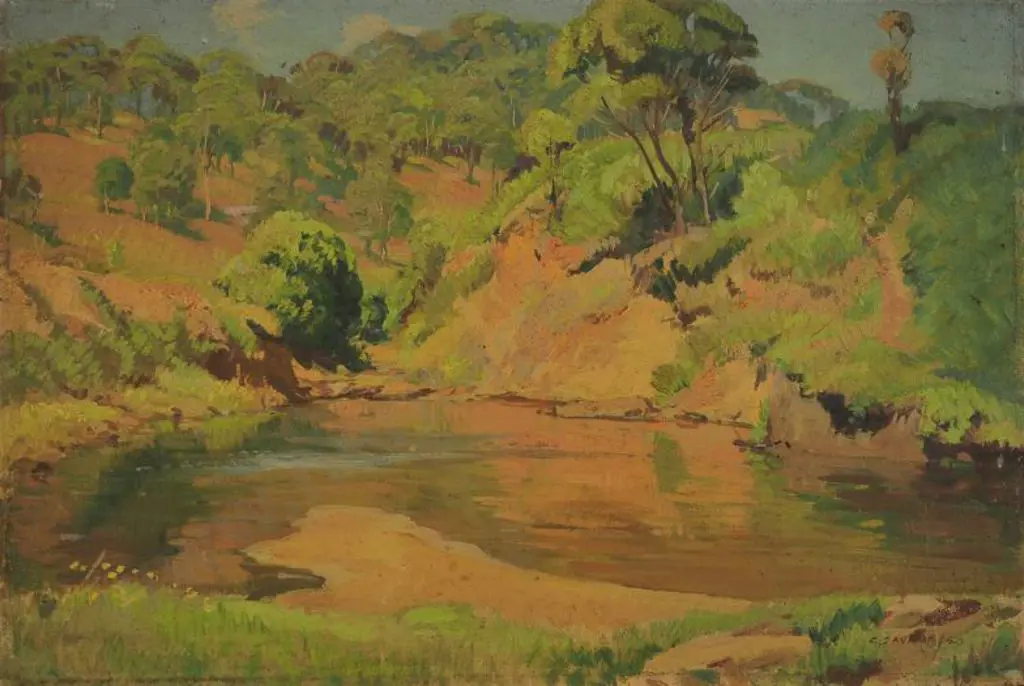 SAVAGE, Cedric D. (1901-1969) - Hill, Trees & Pond - Takaka Image 1++