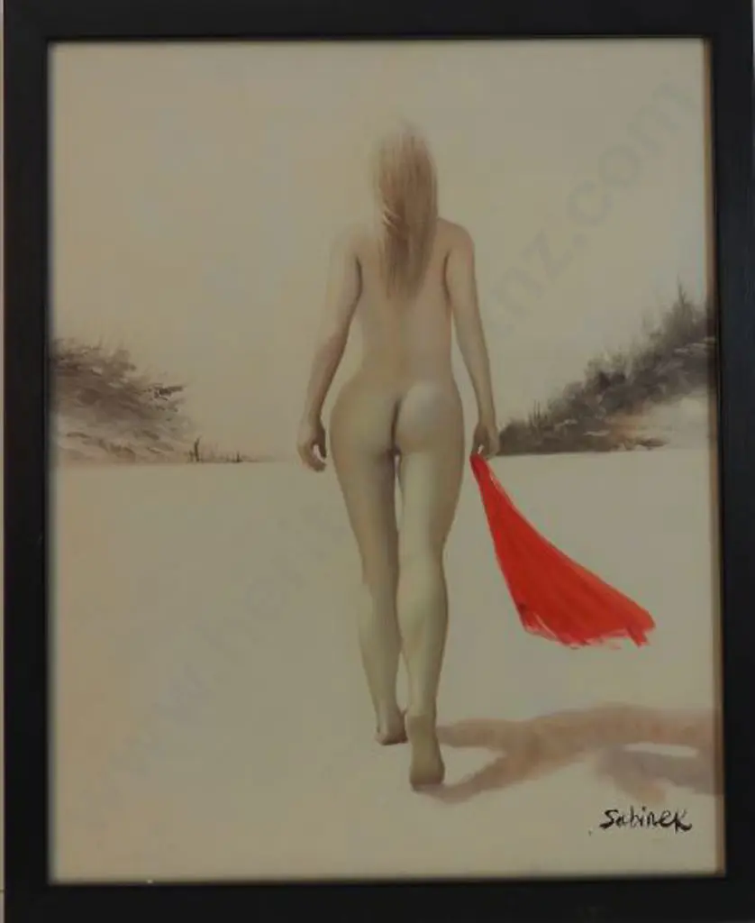 SABINEK - Nude with Red Scarf Image 1++