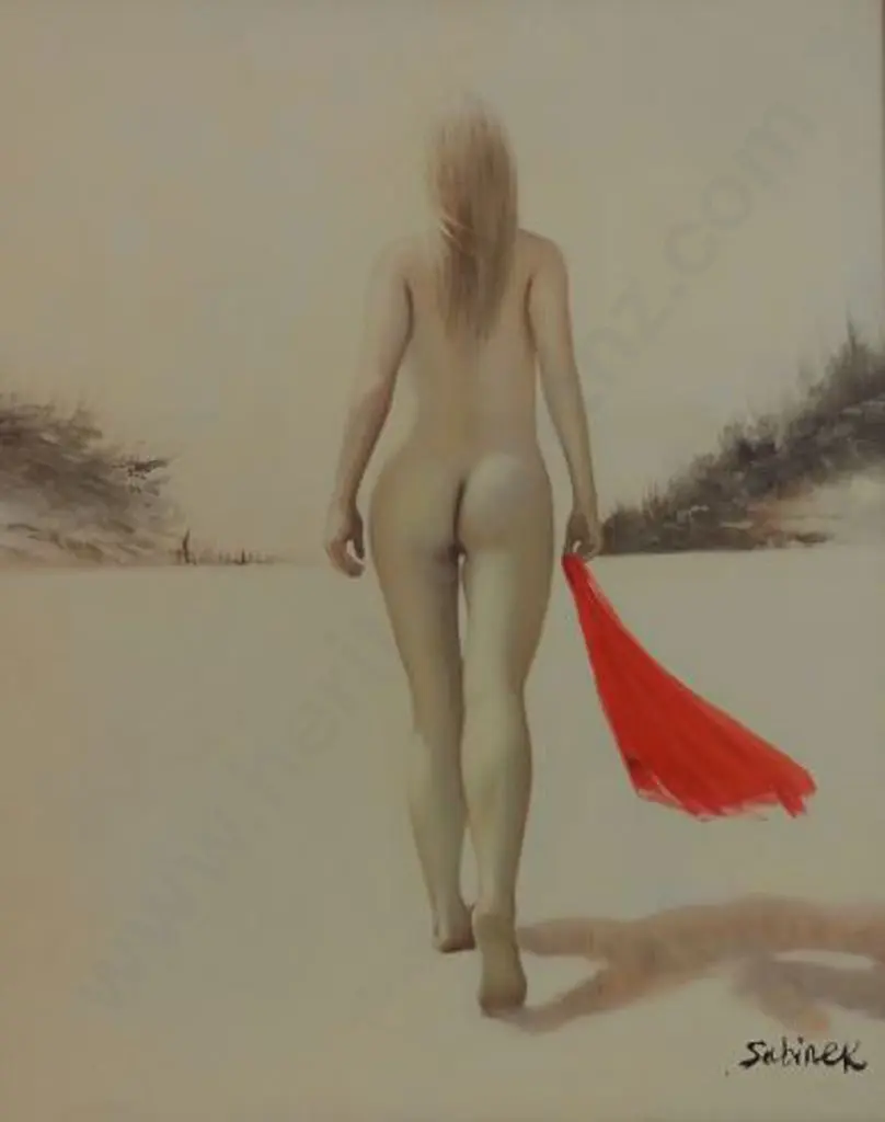 SABINEK - Nude with Red Scarf Image 1++