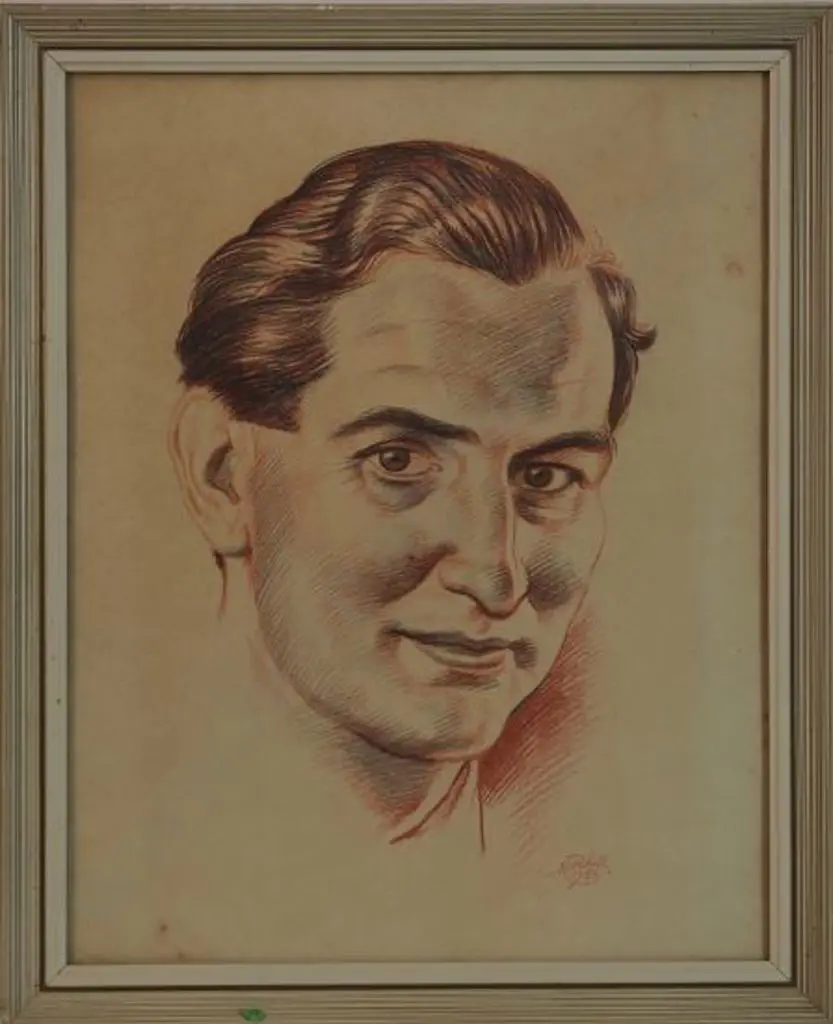 MITCHELL, Leonard [Len](1925-1980) - Portrait of Mr Geddes, Sir Henry Kelliher's Son in Law Image 1++