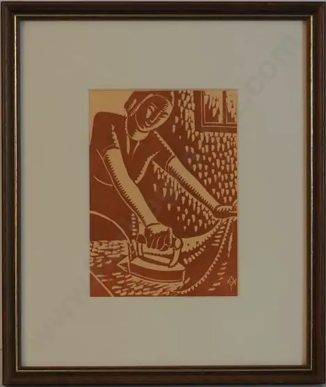 YOUNGHUSBAND, Adele (1878-1969) - Girl Ironing Image 1++