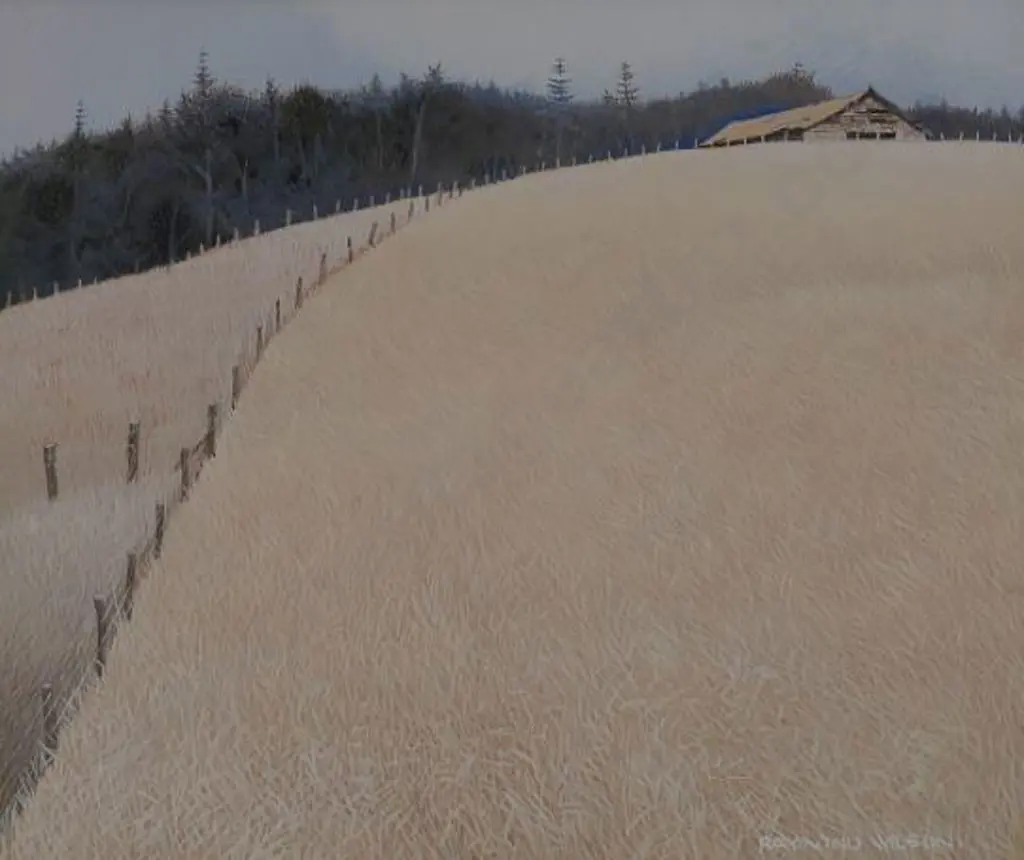 WILSON, Raymond (Active 1970s) - Farm Building on Hill Image 1++