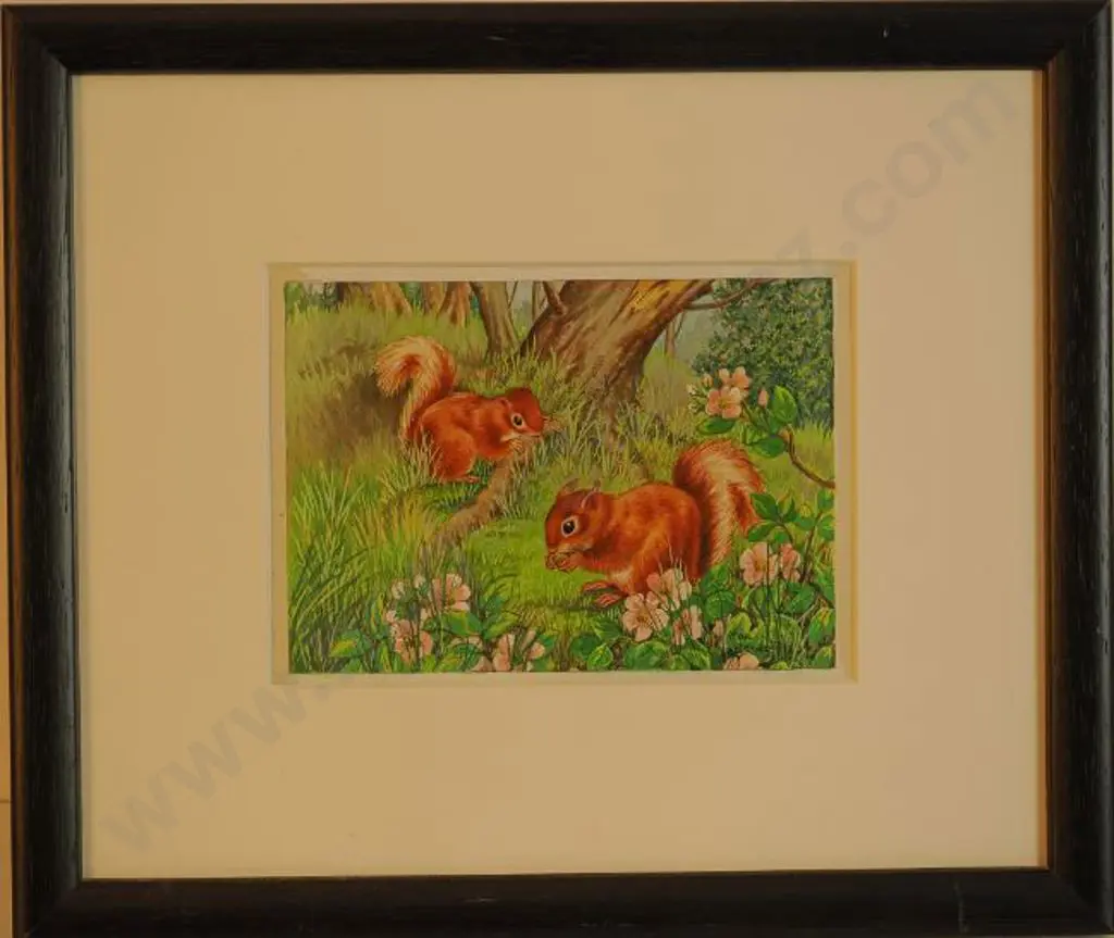 BRUCE, Ella (Active 1950s) - Red Squirrels at Play Image 1++