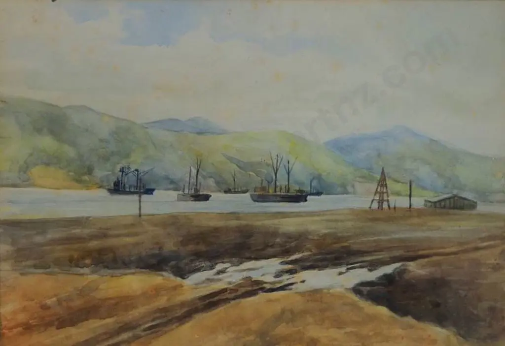 THOMPSON, Sydney Lough (1877-1973) - Boats in Harbour Image 1++