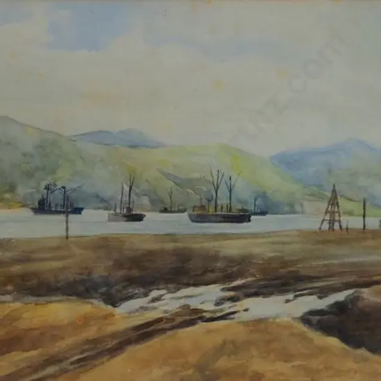 THOMPSON, Sydney Lough (1877-1973) - Boats in Harbour