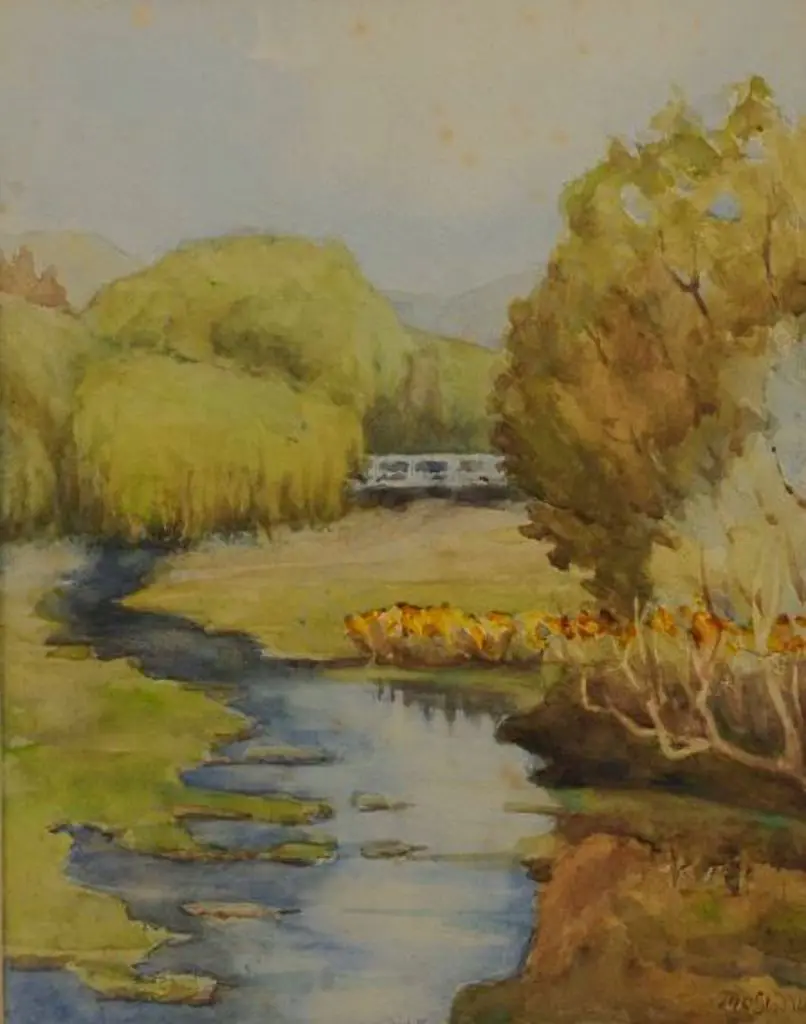 STODDART, Margaret Olrog (1865-1934) - Country  Brook with Trees Image 1++