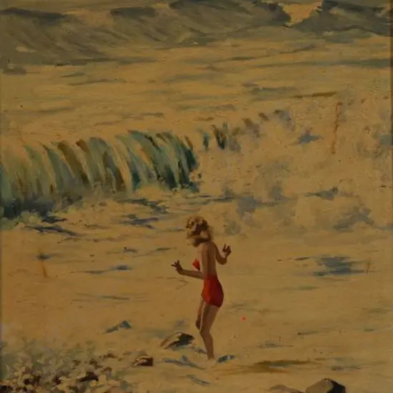 BERWALD, C.M. von - Lady in Red Bathing Suit at Beach
