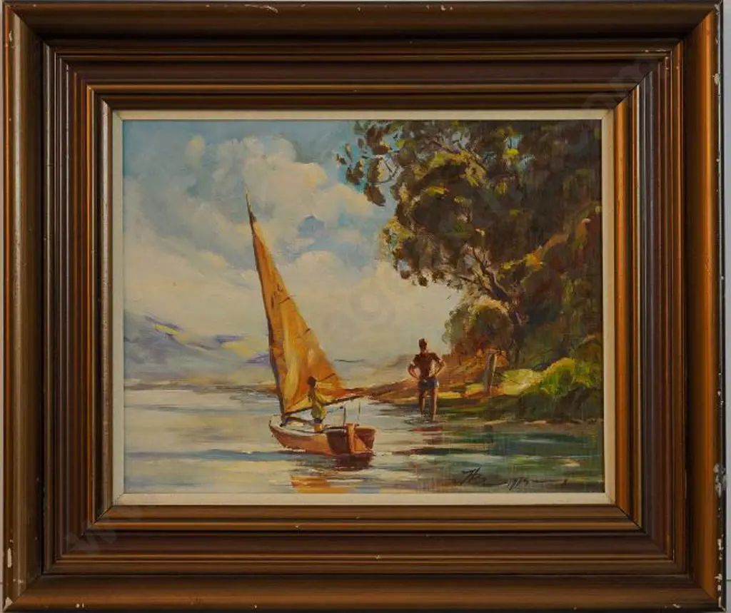 BOEHNKE, Heinz (1920-) - Active 60s/70s - Shoreline, Lake Karapiro Image 1++