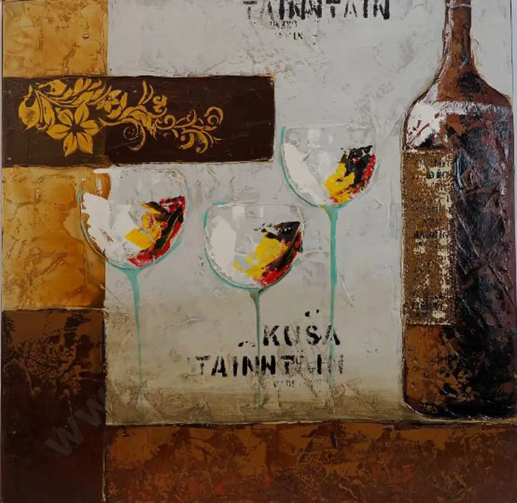 UNKNOWN Artist - Three Wine Glasses Image 1++