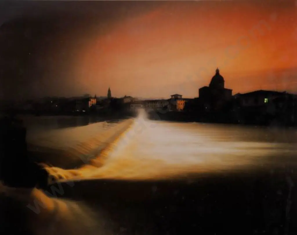UNKNOWN Photographer - River alongside Town (European) Image 1++