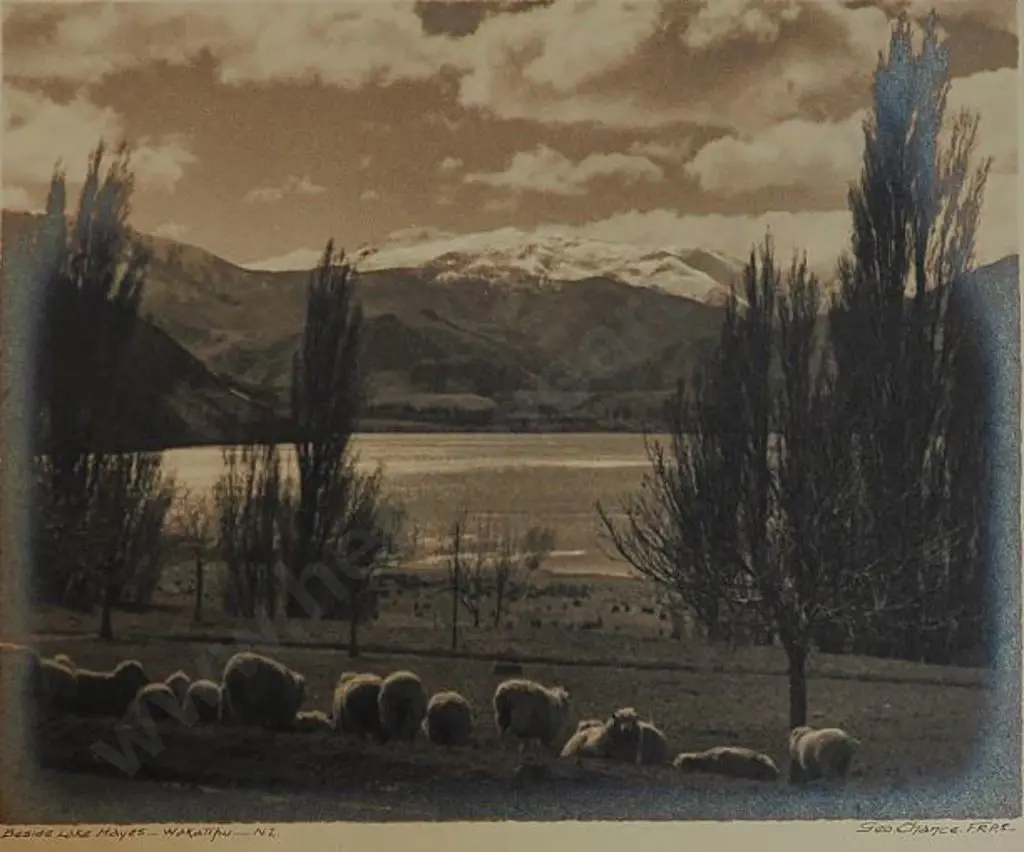 CHANCE, George (1885-1963) - Beside Lake Hayes, Wakatipu Image 1++