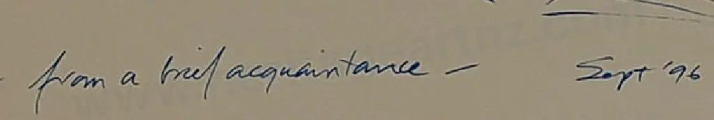 HOWETT, Erskine - From a Brief Acquaintance Sept 1996 Image 1++