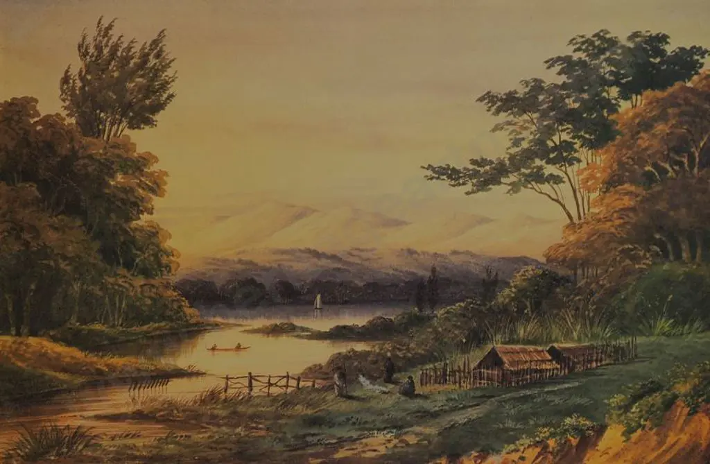 HOYTE, J. B.C. (1835-1913) - Lake Horowhenua, 1875 Image 1++