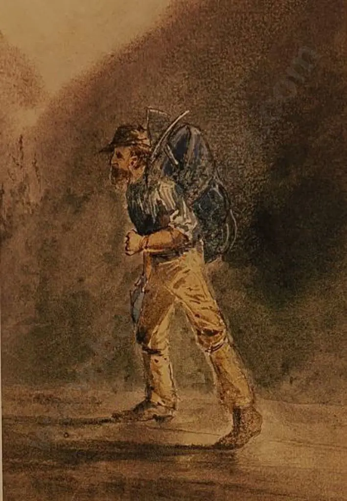 HODGKINS, William Mathew (1833-1898) - To Further Fields c. 1865 (Shows a gold digger in search of new areas) Image 1++