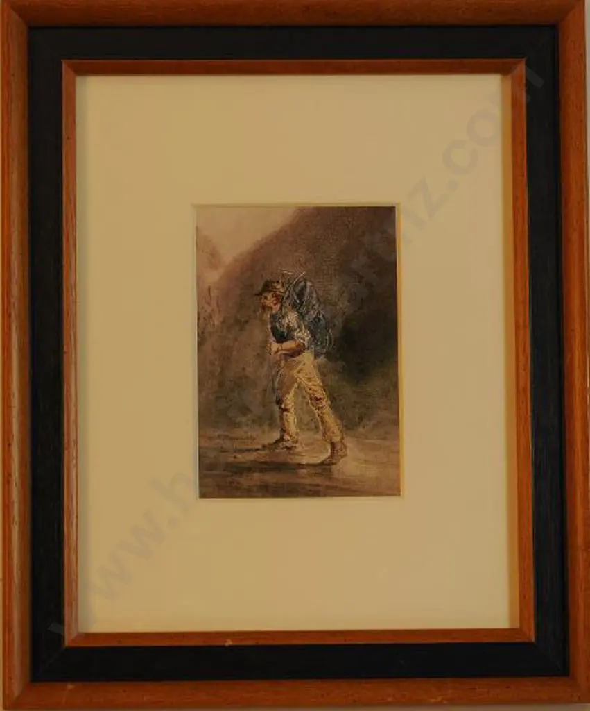 HODGKINS, William Mathew (1833-1898) - To Further Fields c. 1865 (Shows a gold digger in search of new areas) Image 1++