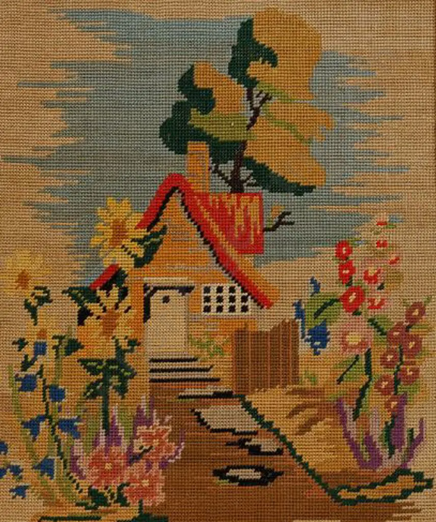 UNKNOWN Artist - Cottage with Flowers Image 1++