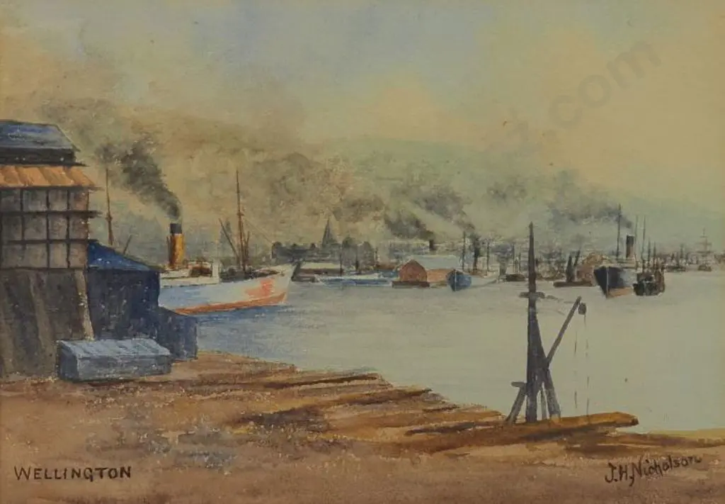 NICHOLSON, John Howard (1855-1930) - Wellington Harbour Image 1++
