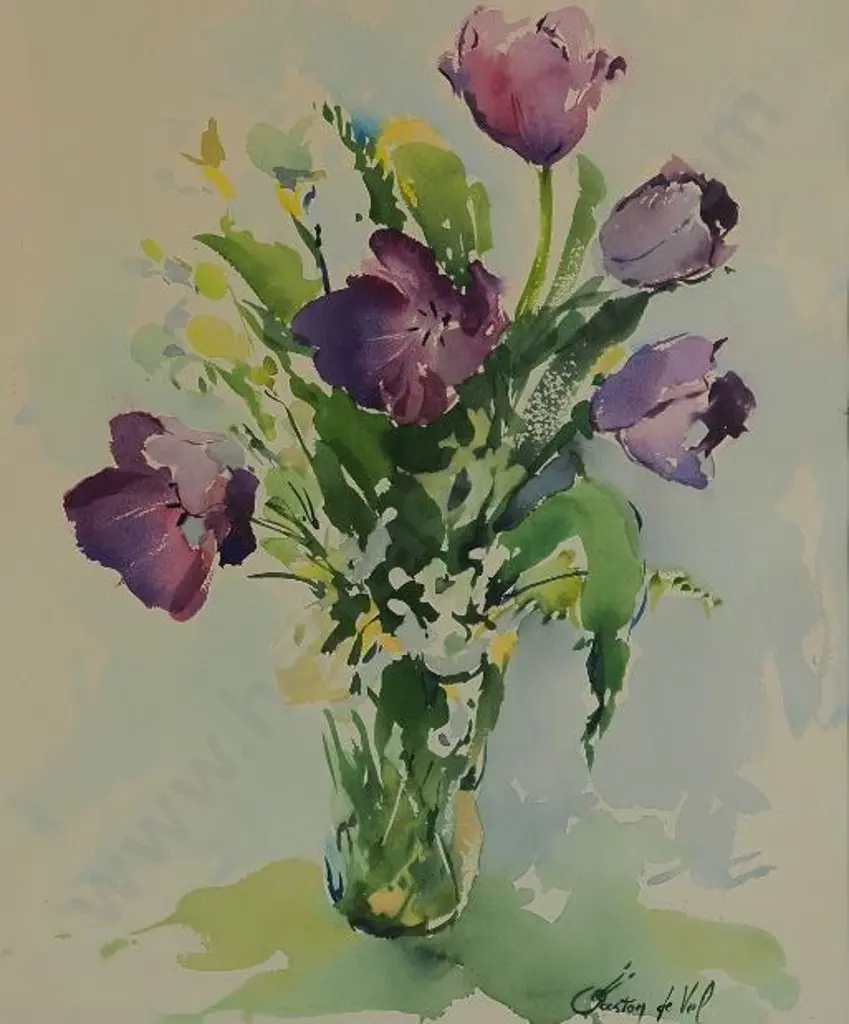 VEL, Gaston de (1924-2010) - Tulips in Vase Image 1++